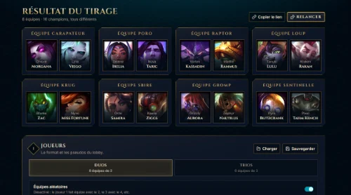 Aperçu du projet LoL Random Arena