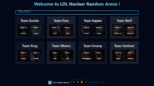 Aperçu du projet LOL Random Arena